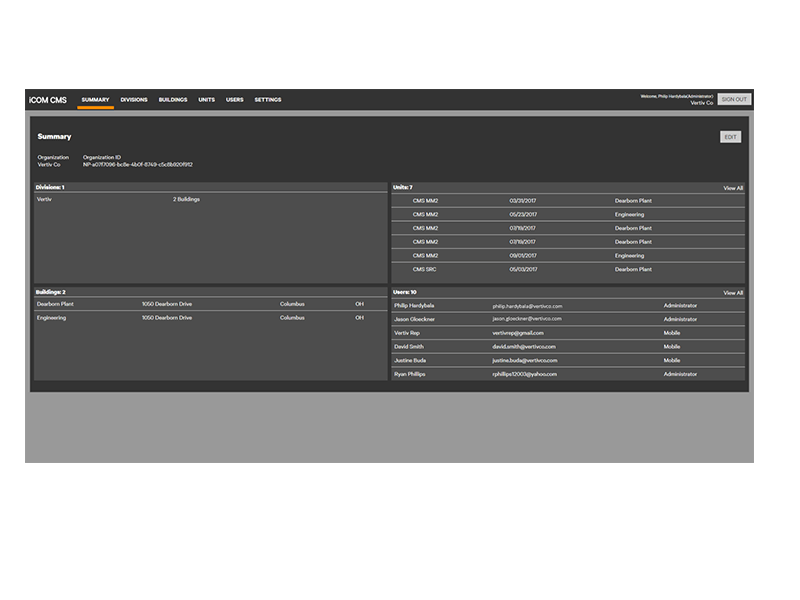 Data Center Systems, Inc iCOM CMS Monitoring and Control System